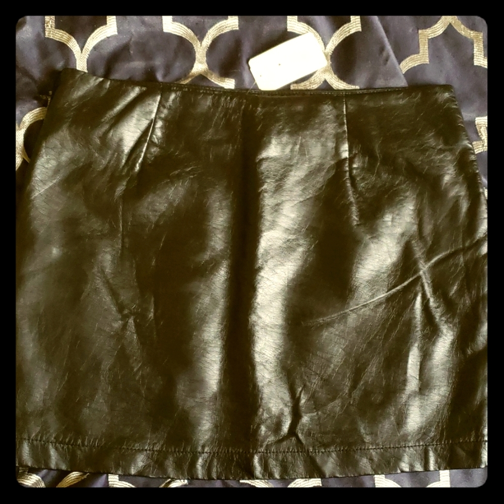 Black Leatherette Mini Skirt